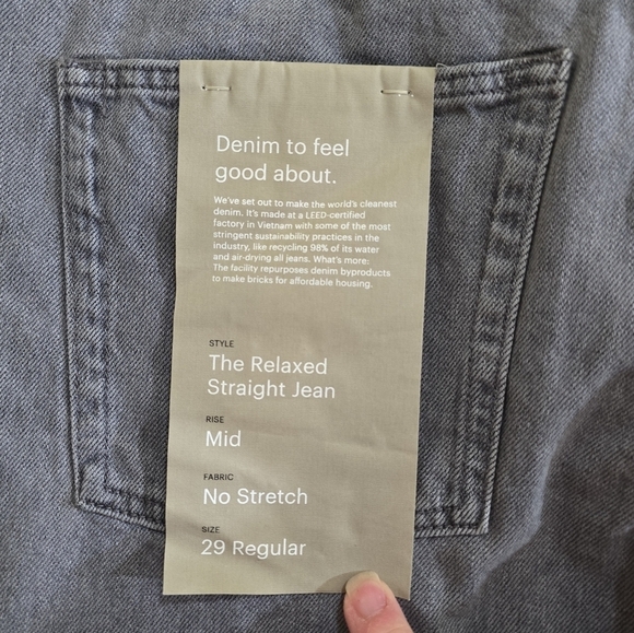 NWT Everlane The Relaxed Straight Denim Jeans 29 Gray Button Fly Organic Cotton - Picture 6 of 10